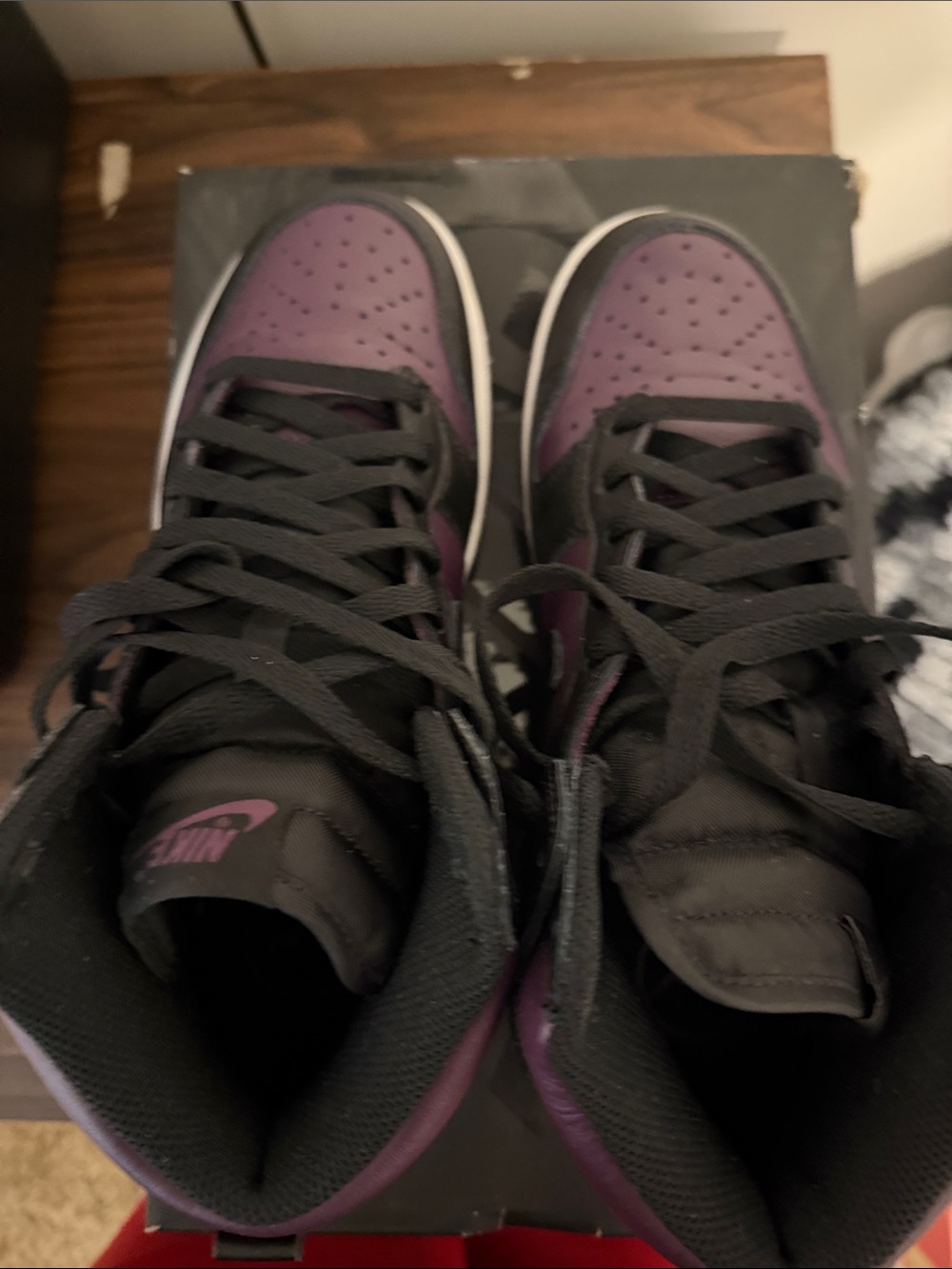 Nike Men’s High-Top Sneakers in Black and Purple